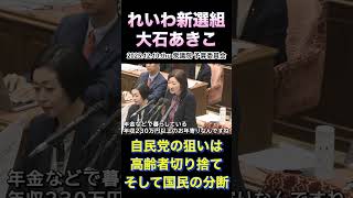 【れいわ新選組：大石あきこ】自民党の狙いは『高齢者切り捨て』と『国民の分断』 #れいわ新選組 #政治 #大石あきこ