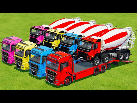 LOAD AND TRANSPORT CONCRETE TRUCKS WITH MAN TRUCKS - Farming Simulator 22
