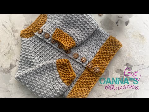 Cardigan crosetat Honeycomb. Tutorial video pas cu pas.