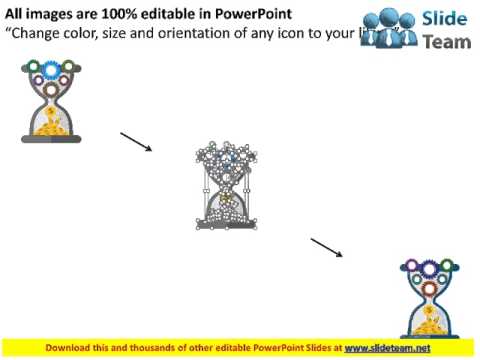 sand clock with gears and dollar coins financial management flat powerpoint design
