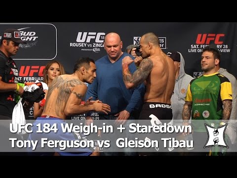 UFC 184: Tony Ferguson and Gleison Tibau Weigh-in and Staredown (HD / Complete / Unedited)