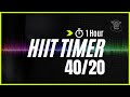 1 Hour Interval timer with Energetic Music For Advanced workouts - 40 sec work 20 sec rest | Mix 80