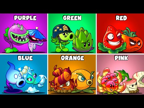 PvZ2 - 6 COLOR Pairs Power-Up - Who Will Win? Plants Team Batllez