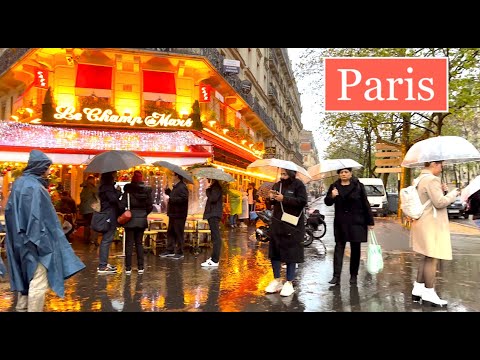 Paris France 🇨🇵 - Heavy rain walk in Paris France - Paris 4K Ultra  HD - Paris in the Rain 4K HDR