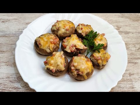 Champiñones rellenos en sartén con un gratinado perfecto