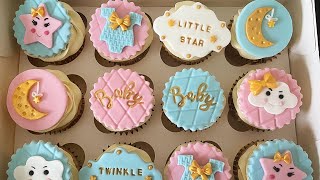 How to make Baby shower cupcake toppers cute pink and blue cake alternative step by step tutorial