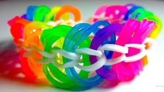 Rainbow Loom Bracelet Triple Link Chain without Loom/ with Two Pencils EASY