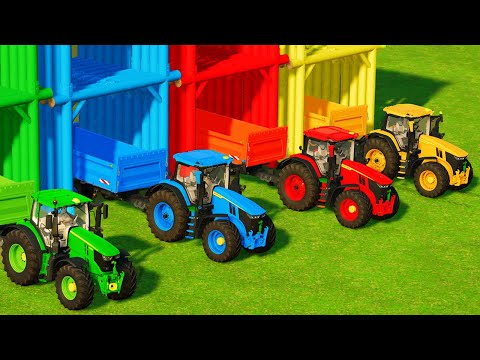 HARVESTING WHEAT AND LOAD WITH JOHN DEERE TRACTORS IN GARAGE - Farming Simulator 22