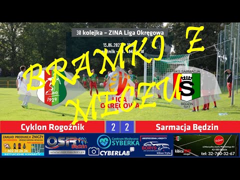 Bramki z meczu: Cyklon Rogoźnik 2:2 (0:0) Sarmacja Będzin