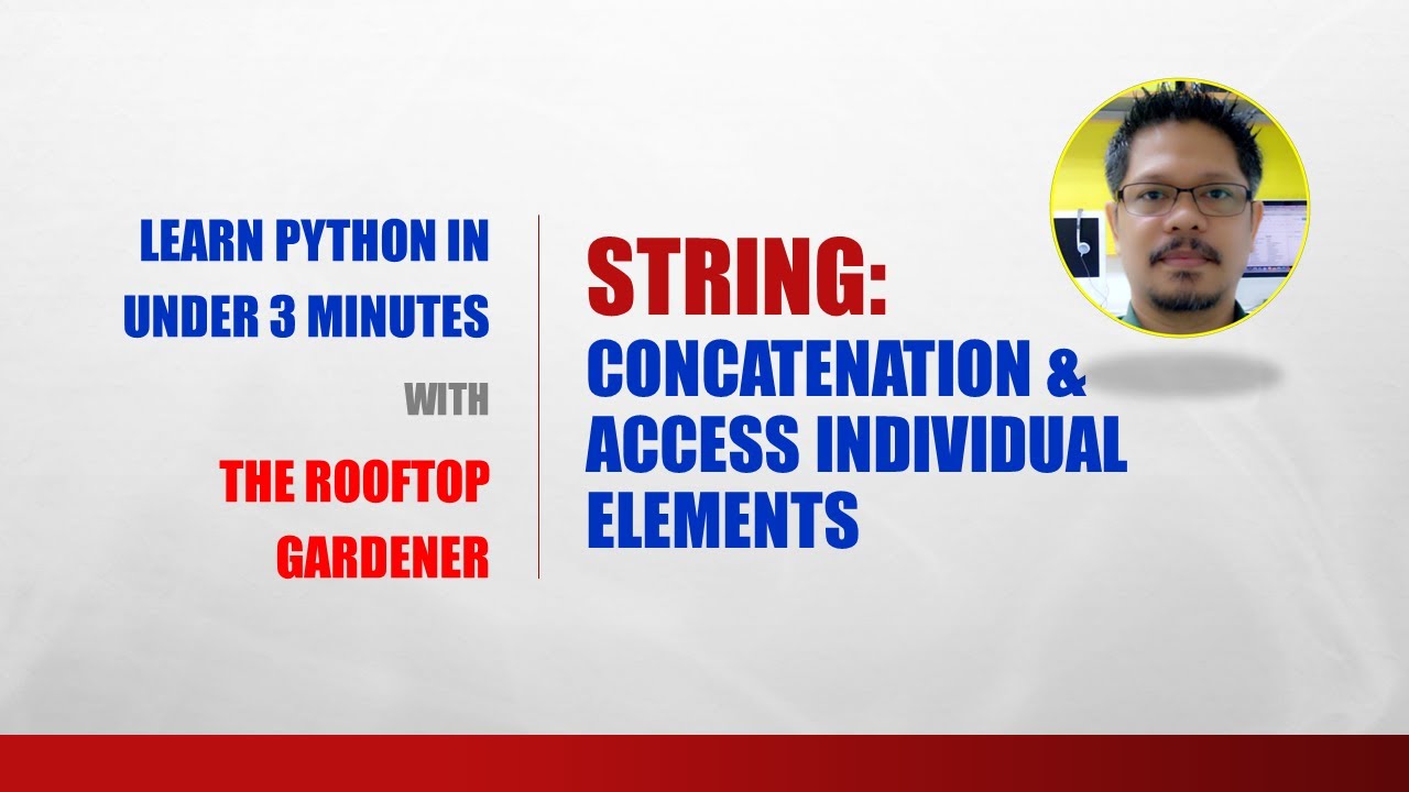 Python For Beginners in 3 Minutes | String Concatenation and Element Access