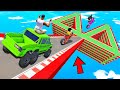 SHINCHAN AND FRANKLIN WENT INTO MULTI LEVEL TRIANGULAR SPEED BOOSTER ROAD PARKOUR CHALLENGE GTA 5