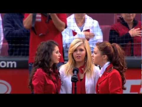Jetset Getset sings the National Anthem at Great American Ballpark, Cincinnati, OH