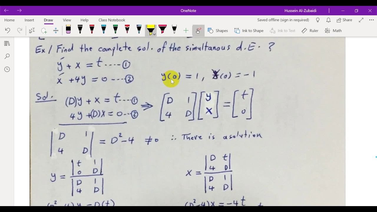 Simultaneous linear ordinary differential equations