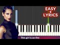 Alicia Keys - Girl on Fire EASY Piano Tutorial + Lyrics