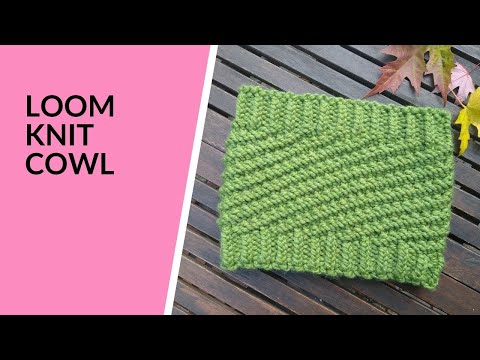 Loom Knit Diagonal Rib Stitch Cowl | SPIN COWL | Knit in the Round | Stretchy Bind Off
