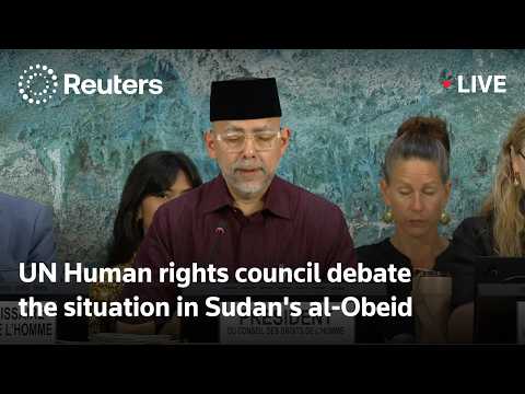 Video Thumbnail: LIVE: UN Human rights council debate the situation in Sudan's al-Obeid