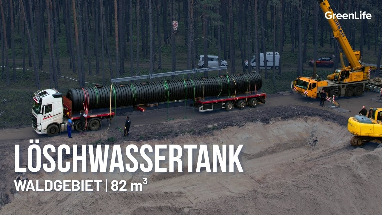 82.000 Liter Löschwassertank unterirdisch | Einbau & Entladung im Landesforst MV