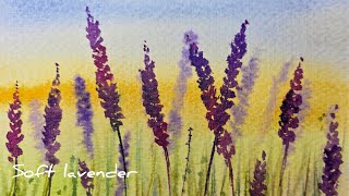 Easy Lavender Field in Watercolor | Soft & Relaxing Painting