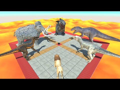 Dinosaurs and Animals Battle Royale Over Hot Lava - Animal Revolt Battle Simulator