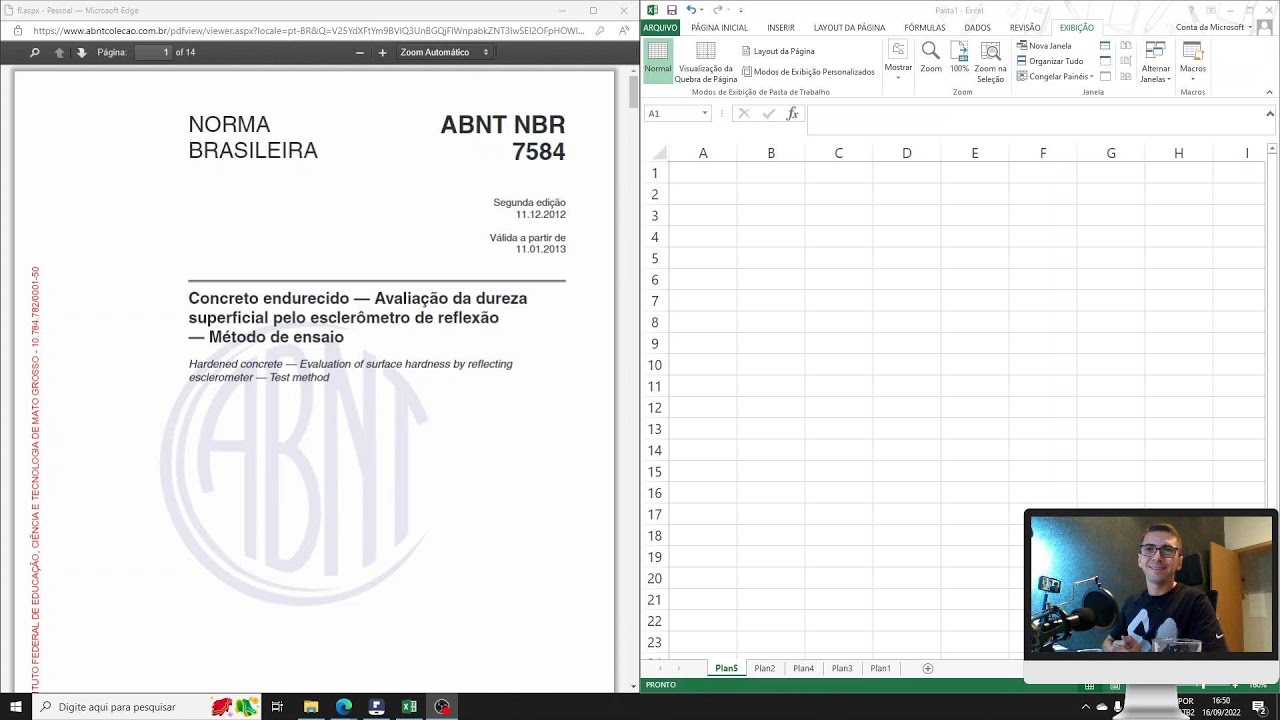 Planilha no Excel para a NBR 7584 - Avaliação da dureza superficial pelo esclerômetro de reflexão