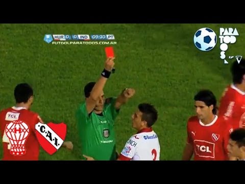 Expulsión de Arano. Huracán 0 - Independiente 0. Fecha 6. Primera B Nacional. FPT