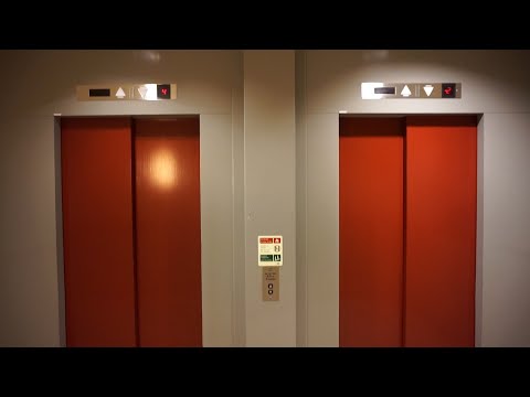 Scenic 1988 KONE bottom-drive traction elevators @ Kanalgatan 75, Skellefteå, Sweden