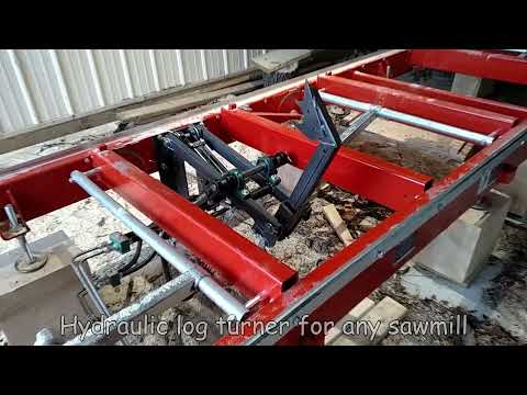 Universal hydraulic log turner for sawmill
