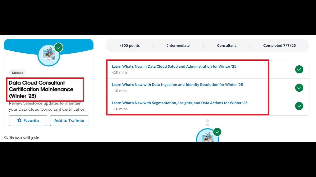 Data Cloud Consultant Certification Maintenance (Winter '25) | Salesforce Trailhead
