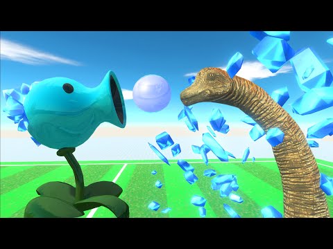 When the peashooter team attacks from all sides on the football field-Animal Revolt Battle Simulator