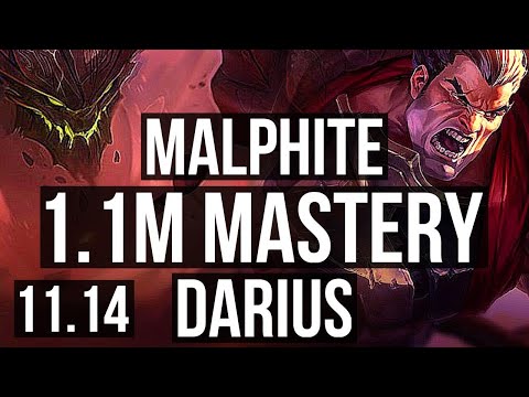 MALPHITE vs DARIUS (TOP) | 3/0/5, 1700+ games, 1.1M mastery | NA Master | v11.14