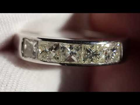 diamond ring platinum princess cut 1.19ctw SI1 size 6.75 eternity band wedding THEOPALOUTLET