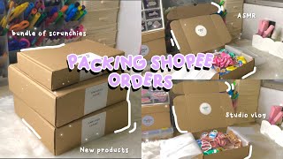 ASMR PACKING SHOPEE ORDERS☁️(bundle of scrunchies) 🌷 |Studio Vlog 50