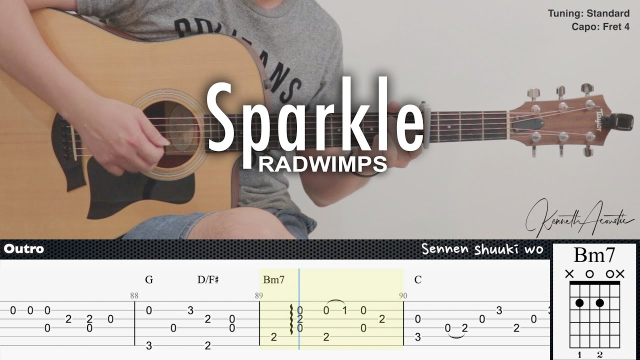 Sparkle (Your Name) - RADWIMPS | Fingerstyle Guitar | TAB + Chords + Lyrics