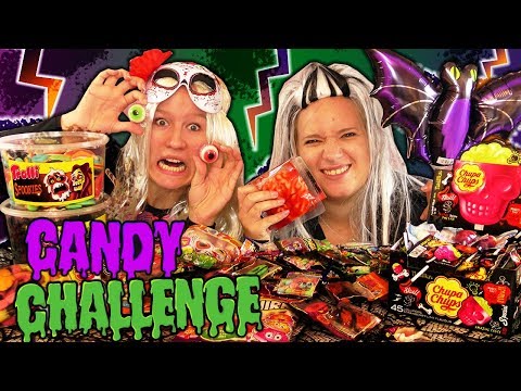 XXL HALLOWEEN Candy Challenge German with disgusting PUNISHMENT Brain, slime eyes, spiders Eva vs...
