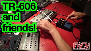 Video thumbnail for Roland TR-606 + SBX-1, Boss HC-2, PC-2, EHX Crash Pad and Jomox Mbase 11 by gwEm’s gwEmbassy