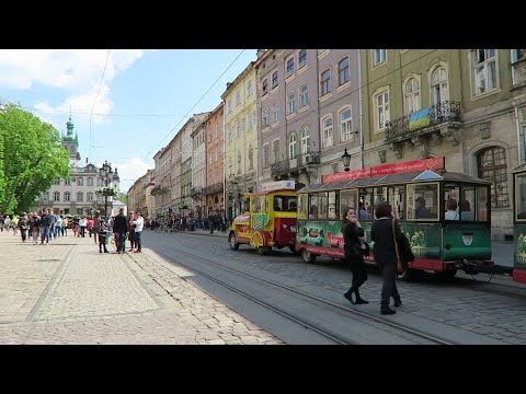 Walk around a street of Lviv, Ukraine
