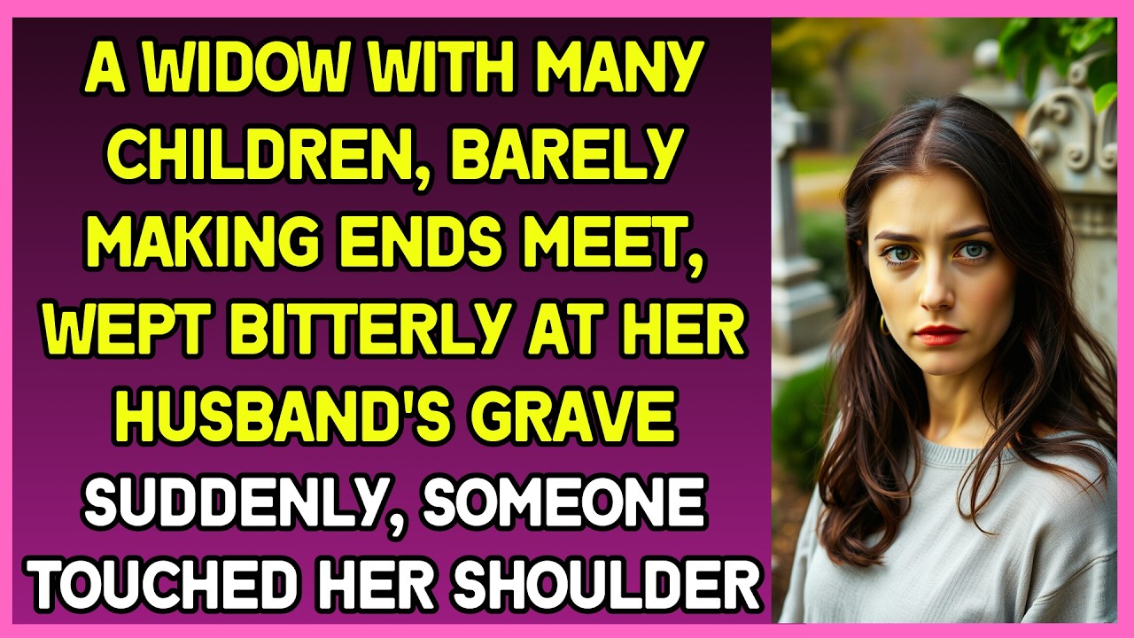 Widow wept bitterly at  husband's grave. Suddenly, someone touched her shoulder & she froze in shock