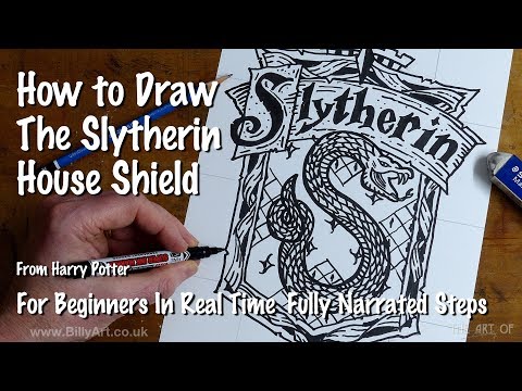 How To Draw the Slytherin Coat of Arms Hogwarts School...