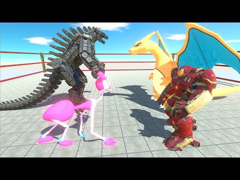 MechaGodzilla2021, Mommy Long Leg VS Giant HulkBuster, Dragonite - Animal Revolt Battle Simulator