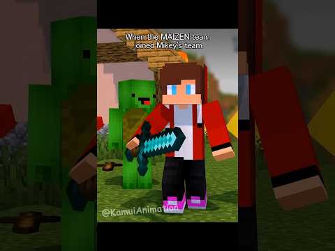 When the MAIZEN team joined Mikey's team = 💀 - MAIZEN Minecraft Animation #shorts