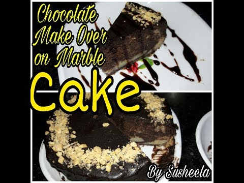 How to make over the cake!! Easy Chocolate Make Over on Marble Cake!! By Susheela