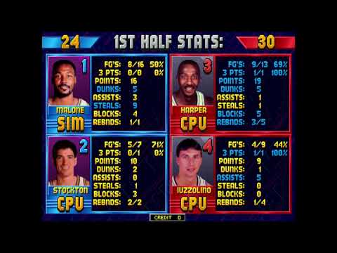 NBA JAM - MIDWAY 1993 arcade retrogame longplay , single match jazz vs mavs