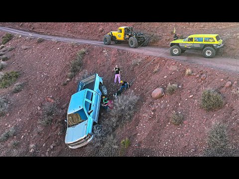 Chevy Truck Launches Over A Cliff… Driver Lucky To Be Alive!