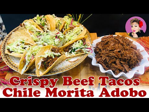 Crispy Beef Tacos in Chile morita Adobo