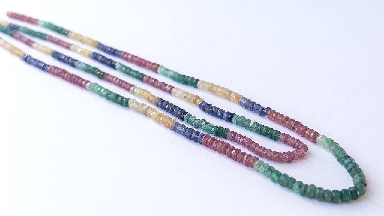 Multi Precious | Faceted Rondelle | Various 2.8-4mm Bead Size | 38 or 41cm Strand Length | 44 or 60 Carats video