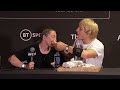 Paddy shares some food with Molly at the #UFCLondon presser