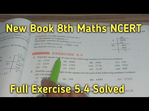 Chapter-5 Ex-5.4 Squares and Square Roots || Class 8 Maths New Book