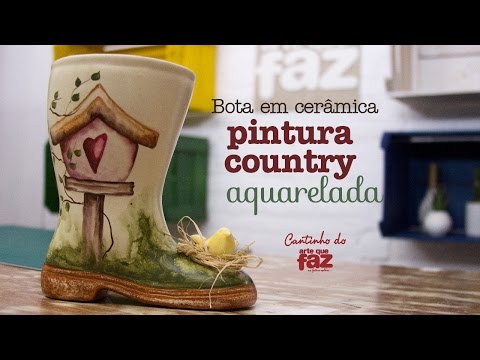 DIY - Ceramic Boot - Watercolor Country Painting (Vera Portela)
