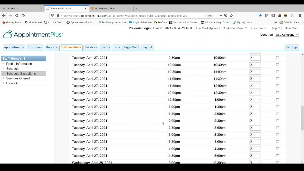 How to create an appointment & Schedules & Schedule Exceptions Appointment Plus Software