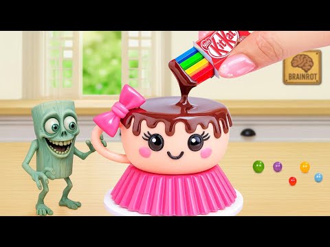 BRAINROT ZOMBIE Cake🌈Mini Rainbow Cake Recipe With Chocolate🌈Amazing Cake